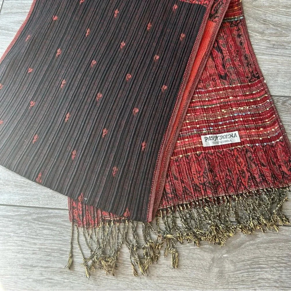 Pashmina Pleated Fringe Rectangle Scarf - Picture 7 of 8